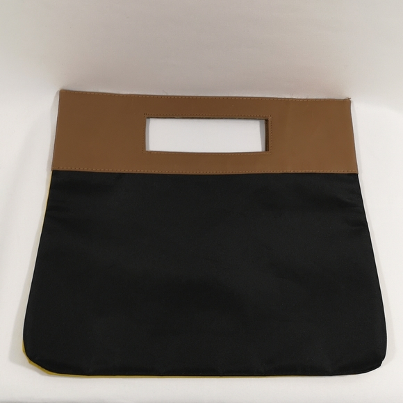 Vintage Fold-over Clutch Made for Elizabeth Arden, Black, Mustard Yellow, Brown. - Picture 3 of 5